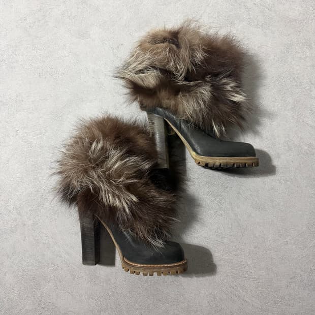 Dolce & Gabbana Fur Heel Boots