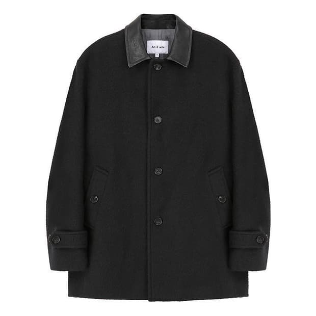 아트이프액츠 레더 카라 카센티노 하프코트 블랙 M사이즈