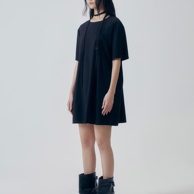 Pleat-Detail Mini Dress