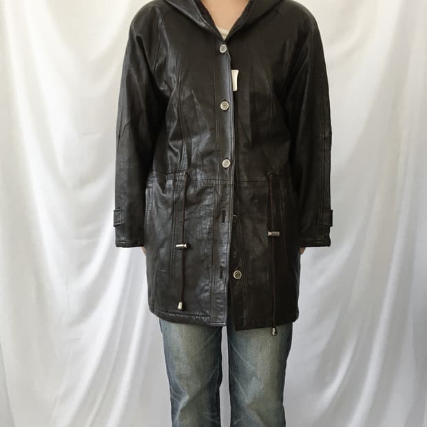 Leather brown safari jacket