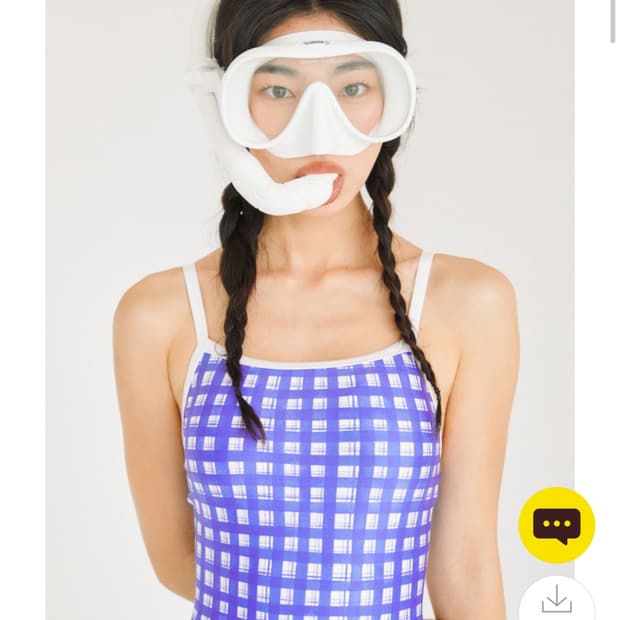 [한정판/새제품] 배럴 아쿠아 글렌체크 브이백 수영복 (퍼플)