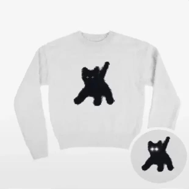 에이이에이이 aeae cats 고양이 앙고라 니트 화이트 루즈핏