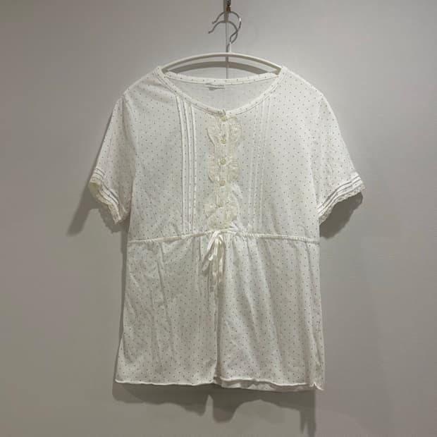 아이보리 모카 도트 티셔츠