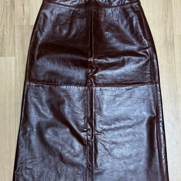 Gap 갭 리얼레더 버건디 미디 스커트 