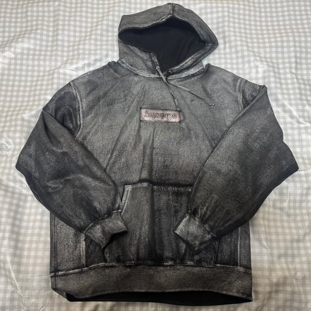 [XL] 슈프림 X MM6 메종 마르지엘라 포일 박스로고 후드 블랙 24