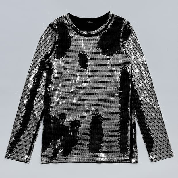 Balmain FW10  Silver Sequin Long Sleeve