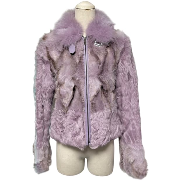 3686 연보라 양가죽 양털 여우털 퍼자켓