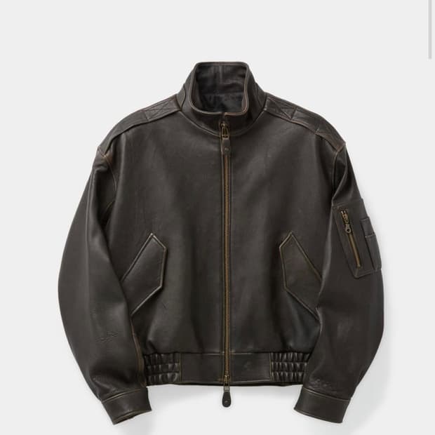 빈티지 쉘터 넥 카라 레더 점퍼 (다크브라운)