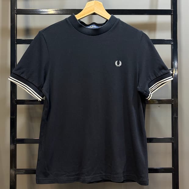 [EUR38/S~M] 프레드페리 트윈팁 크루넥 피케 티셔츠 블랙 4.5