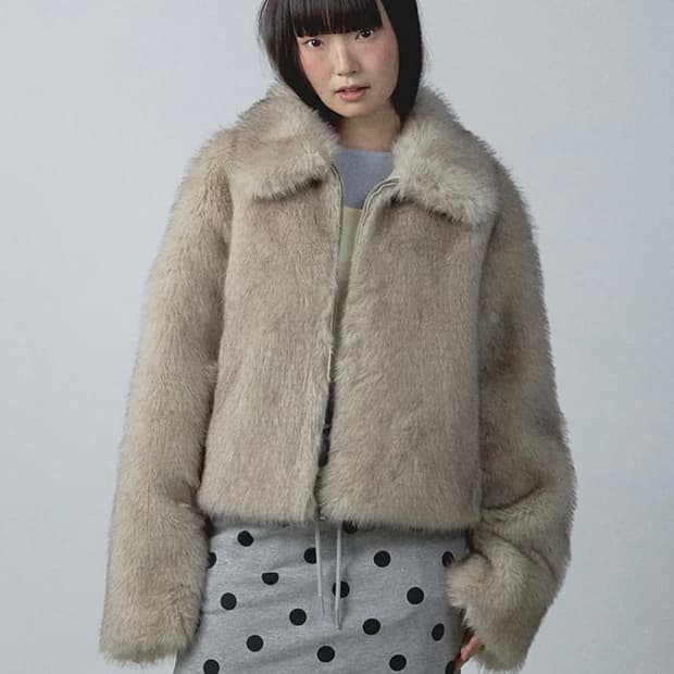 유희 퍼 자켓 베이지