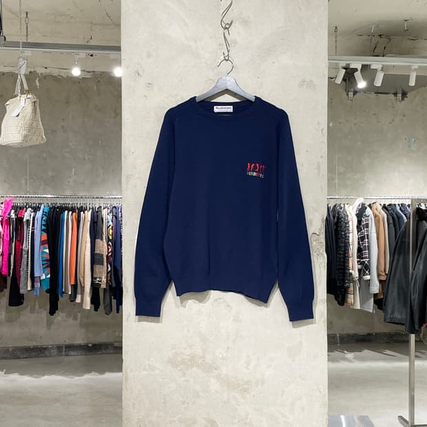 버버리 90’s 네이비 골프 아이콘 크루넥 울 니트