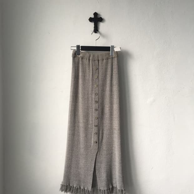 fringe point rivbed button up skirt