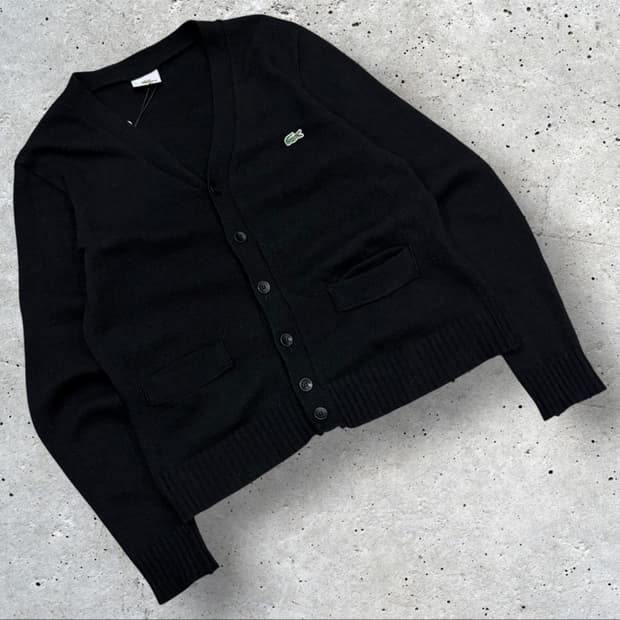 [3] 라코스테 울 포켓 블랙 니트 가디건 C828