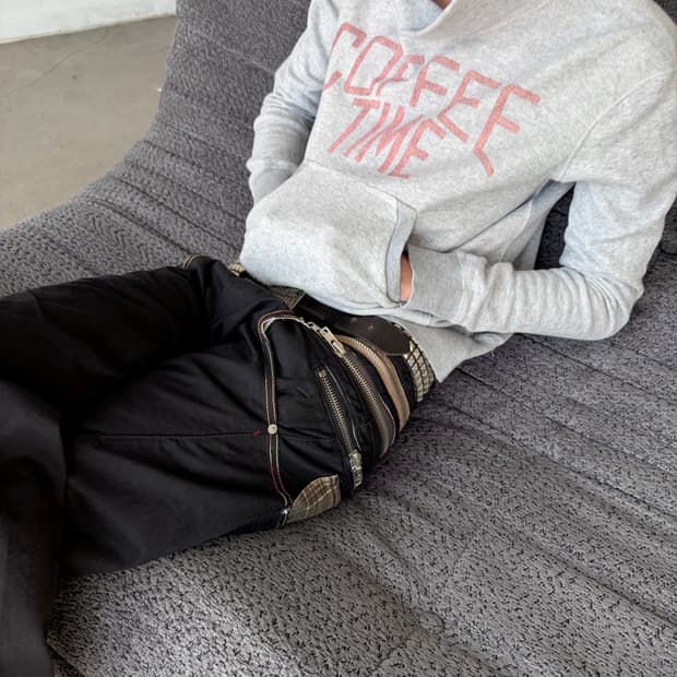 brth breth 멀티 지퍼 스티칭 커브드 팬츠