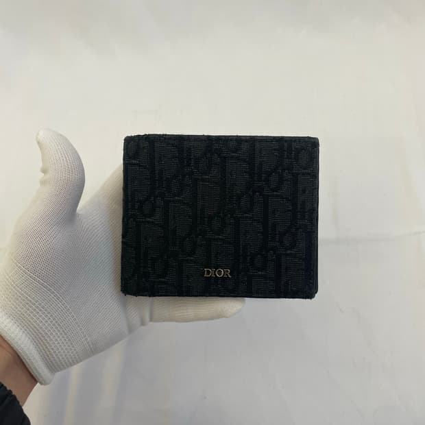 디올 오블리크 자카드 반지갑 블랙 [os]