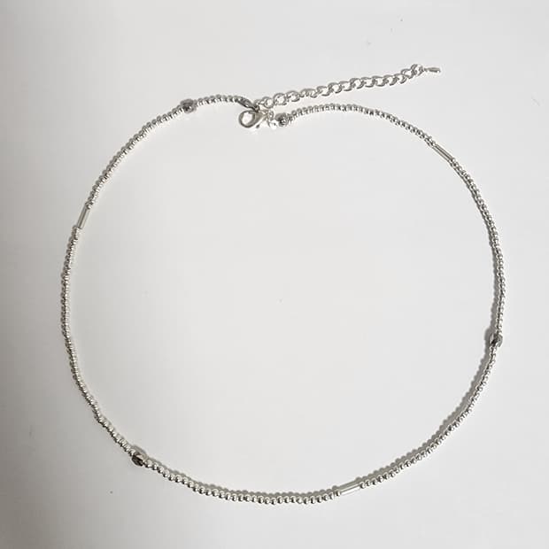 데일리 실버 비즈 목걸이