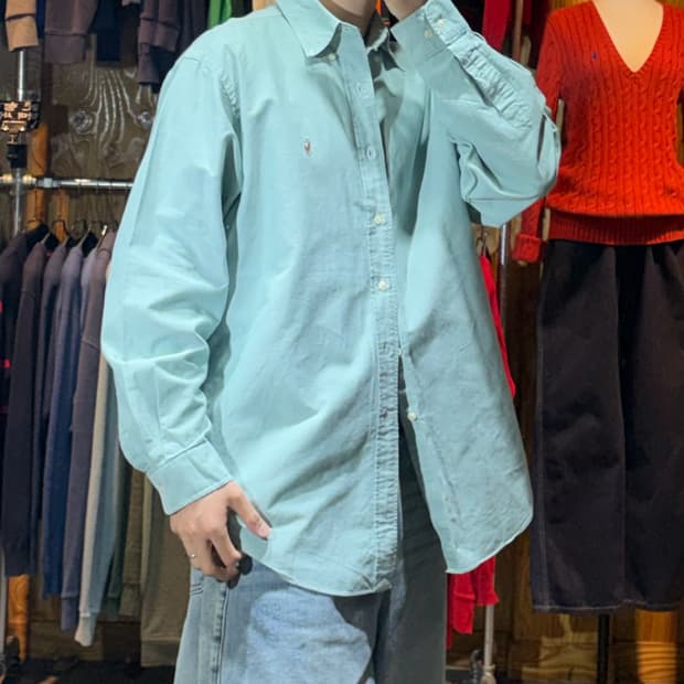 XL 폴로랄프로렌 YARMOUTH 민트 코튼 셔츠
