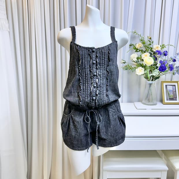 레스트로즈 데님 점프수트