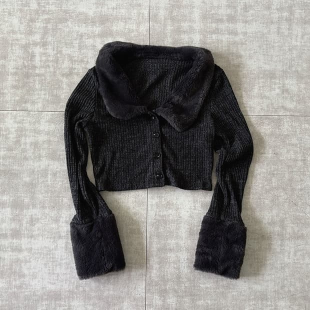 faux fur collar cardigan
