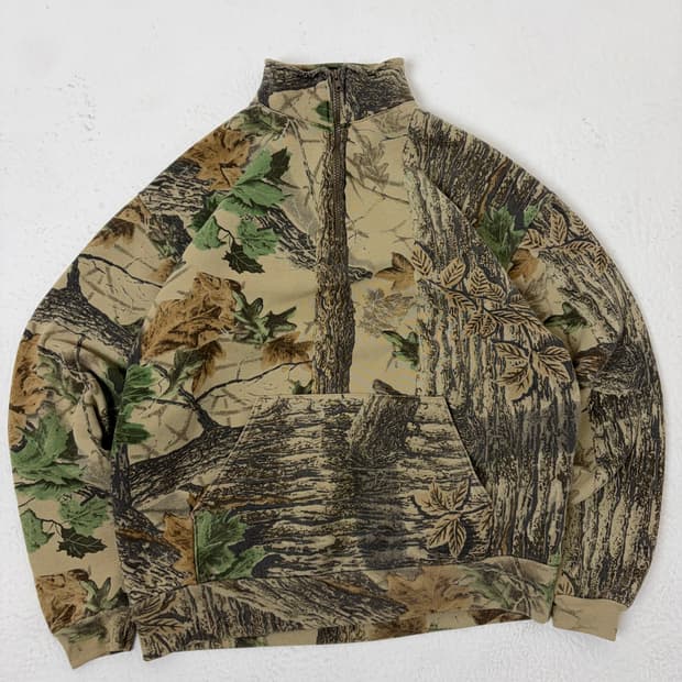 90s Forest Camouflage Quarter Sweatshirt