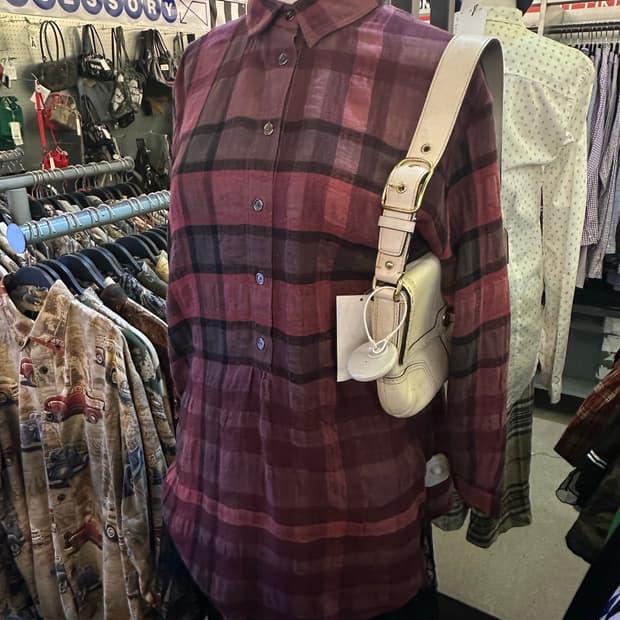 BURBERRY 버버리 버건디체크 셔츠블라우스