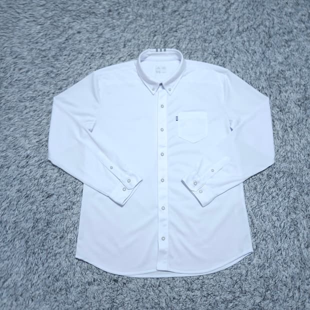 아디다스골프)105 남자 흰색 쿨맥스 골프셔츠 / 왕눈이