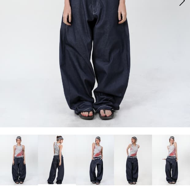 블루 S) 오운서 체크메이트 프릴 커브 데님 팬츠 블루