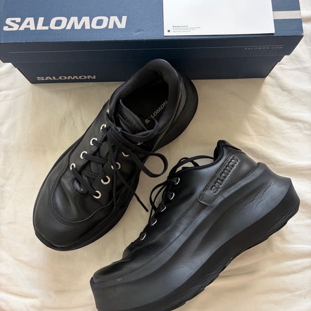 살로몬 x 꼼데가르송 SR811 레더 플랫폼 블랙 Salomon CDG