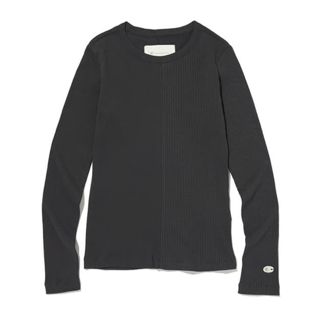 챔피온 여성 슬림 크루넥 롱슬리브 티셔츠 Charcoal Grey