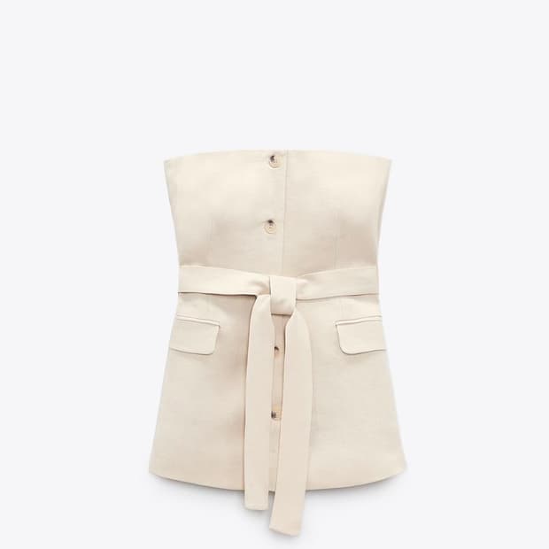 자라 아이보리 리본 탑