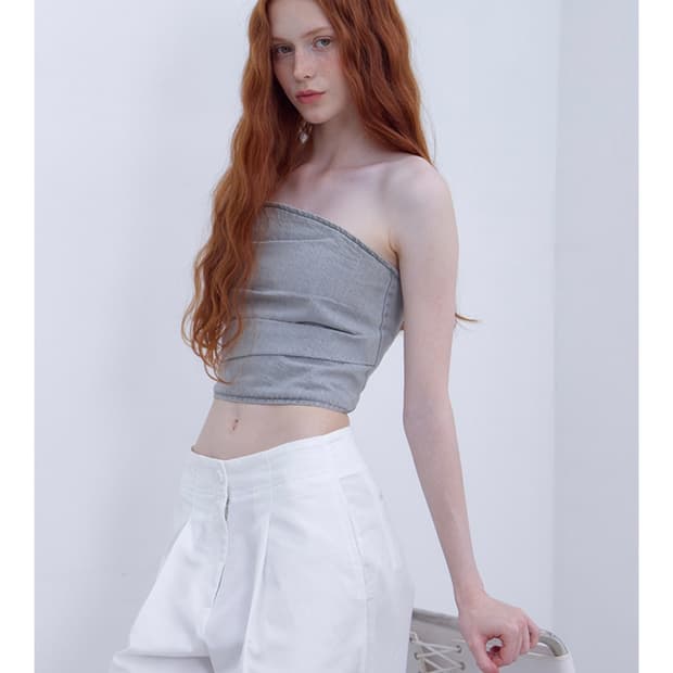 어윗 데님 탑 뷔스티에