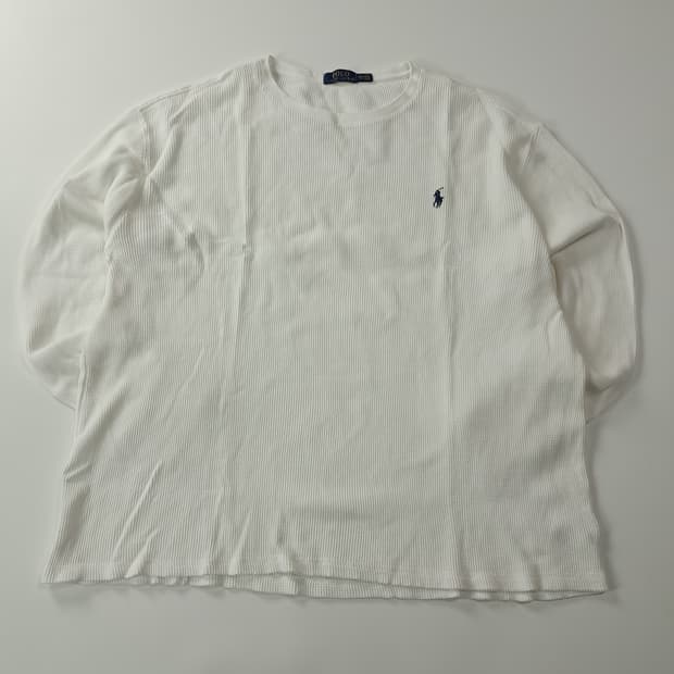 CK344 2XB 폴로 화이트 와플 티셔츠