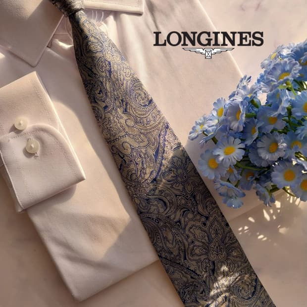 론진 실크 그레이 페이즐리 넥타이 8.6cm A+등급 K1427
