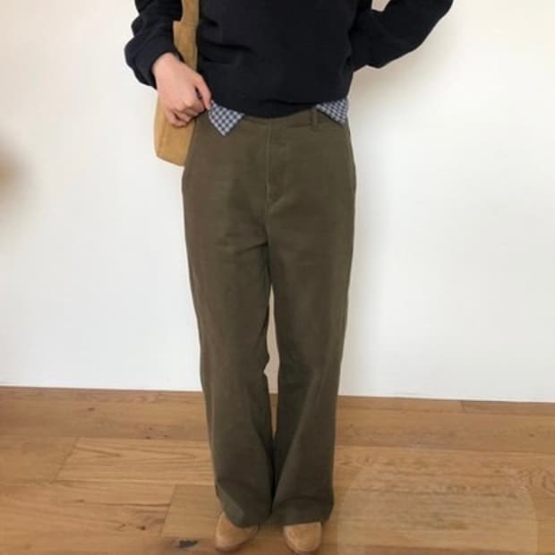 피치 기모 팬츠(카키, M)