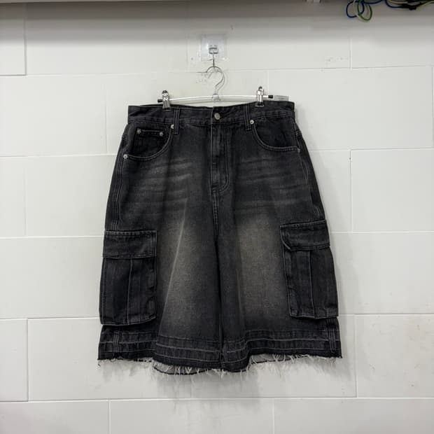 어널러코드 흑청 카고 버뮤다팬츠