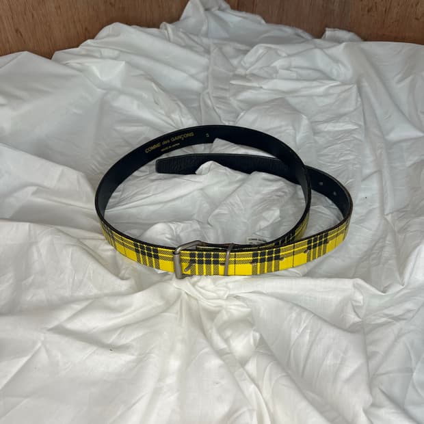 꼼데가르송 옐로 타탄 레더 벨트