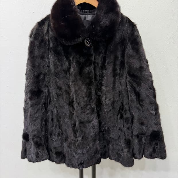정품) 진도 블랙 밍크 모피 코트 94