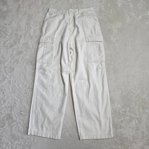 (L)파밀레 베이지 카고 와이드 데님 팬츠 