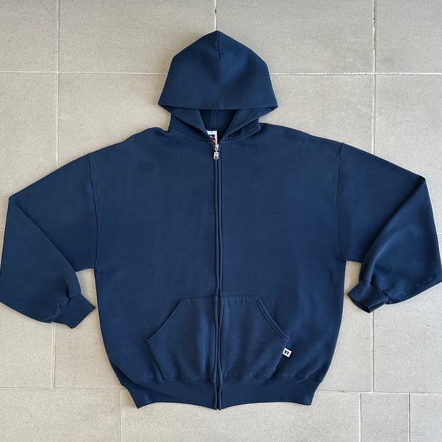 90s 빈티지 러셀 후드집업 네이비 XL