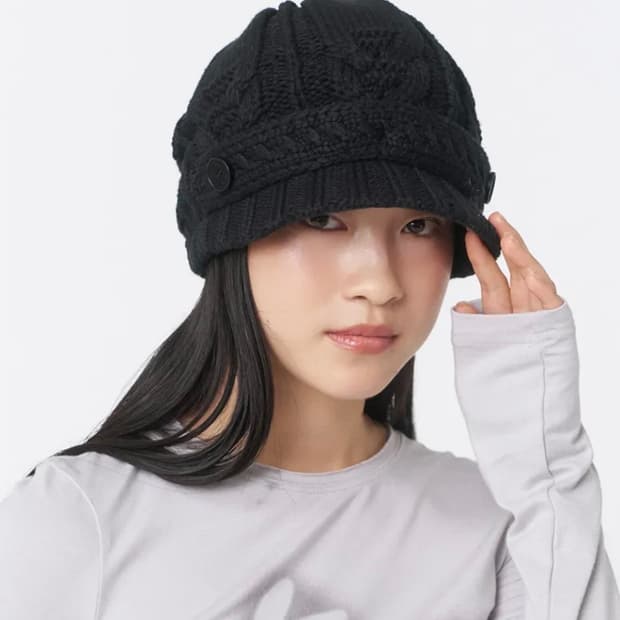 미세키서울 Cable knit beret BLACK