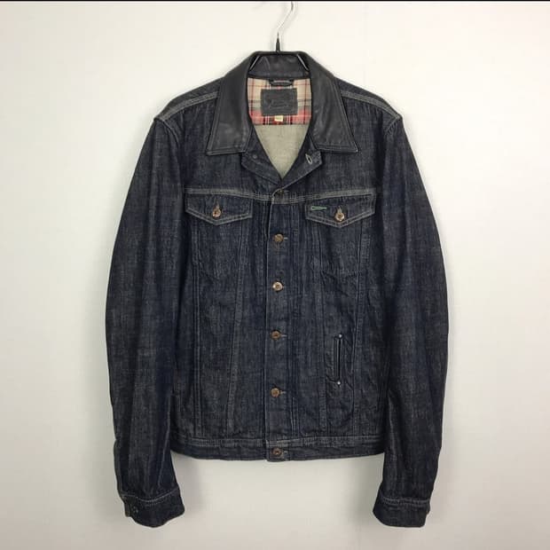 디젤 가죽 데님 트러커 자켓 남성XL