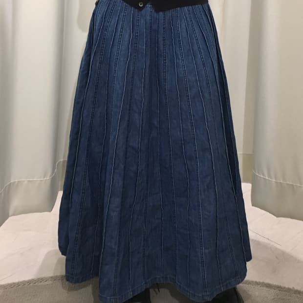 panel top stitch denim skirt
