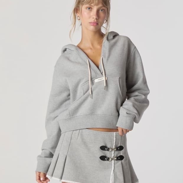 Glowny 글로니 ciao V cut hoodie gray v컷 후드