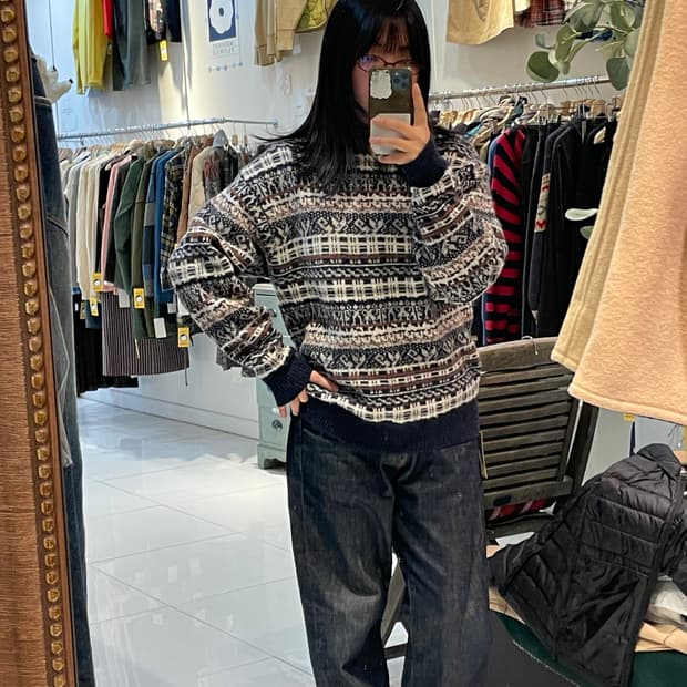 일본빈티지 페어아일 그래놀라 울니트