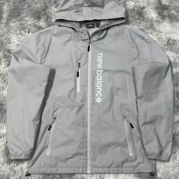 뉴발란스 우븐 그레이 후드 바람막이 L