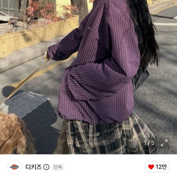 디키즈 체크 라이트 바람막이 퍼플