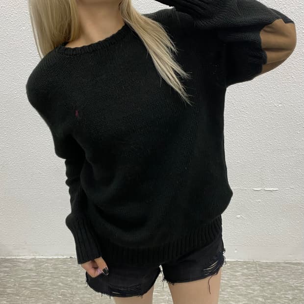 폴로 랄프로렌 버건디포니 블랙 브라운 패치 니트 105