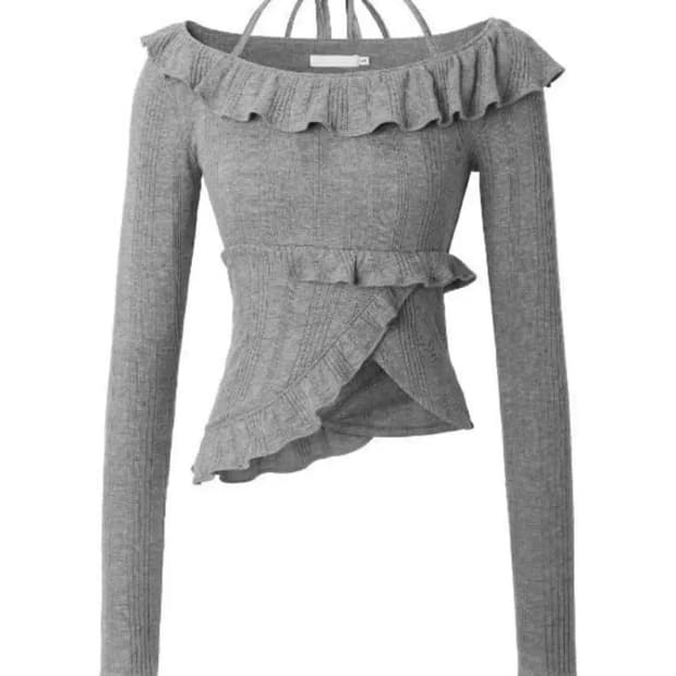 쓰리타임즈 annie top 애니 탑 그레이 m