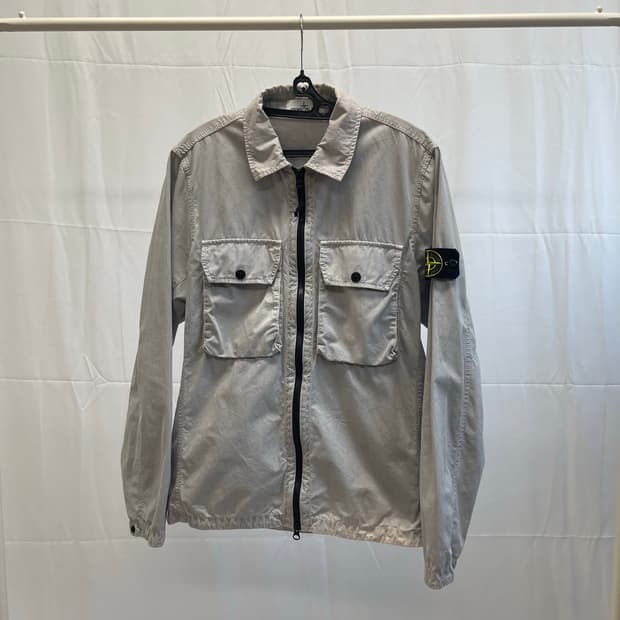 스톤아일랜드 올드이펙트 투 포켓 오버셔츠 자켓 라이트 그레이 [S]