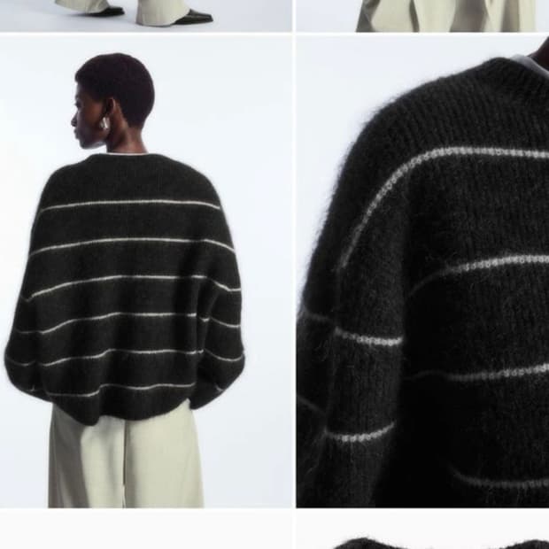 코스 스트라이프 브러쉬드 모헤어 크루넥 스웨터 xs